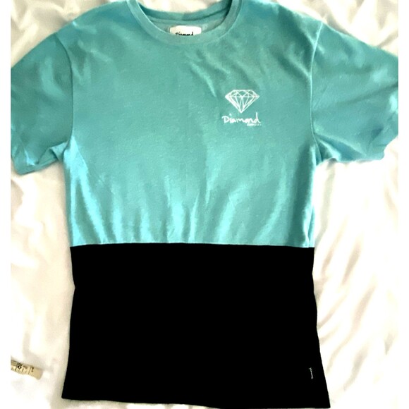 DIAMOND SUPPLY CO. TWO TONE STREETWEAR T SHIRT Men's Medium Blue/Black - Picture 1 of 7